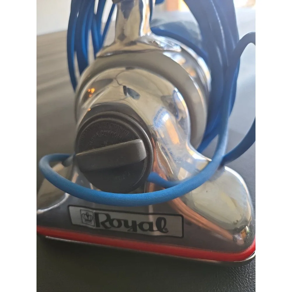Vintage Royal Prince Model 501 Handheld Vacuum Cleaner Blue Cord Chrome Tested